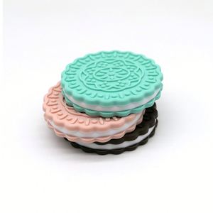 Mordedor de silicona para bebé con forma de galleta, juguete novedoso para apretar, collar masticable DIY, colgante para chupete, silicona de grado alimenticio sin BPA - Product Image 1