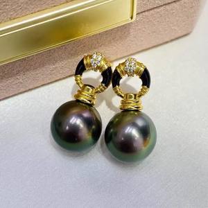 DIY Pearl Accessories S925 Silver Earnail Empty <b>Tray</b> with 9-12mm Round Beads for Fashion Silver <b>Jewelry</b> Earrings - Product Image 1