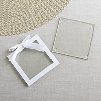Sous-verre carré classique en verre trempé transparent 100x100 mm, écologique, pour décoration intérieure ou cadeau de fête DIY