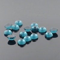 Cabochon à fond plat demi-rond coupé D-perle de couleur bleue, pierres précieuses en verre de bonne qualité