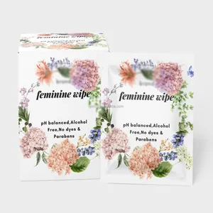 Private Label Individuell verpackte Bio-Reinigung PH Balanced Feminine Wipes für Frauen Erwachsene Vlies Frei angebotene Proben