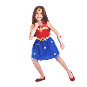 어린이 히어로인 원더우먼 의상 새틴 원단 공예 금장 트림 코스프레 축제에 완벽 - Product Image 3