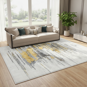 Tapis de salon antidérapant en polyester, style géométrique abstrait simple, grande taille, tapis de chambre doux, facile à nettoyer, lavable - Product Image 5