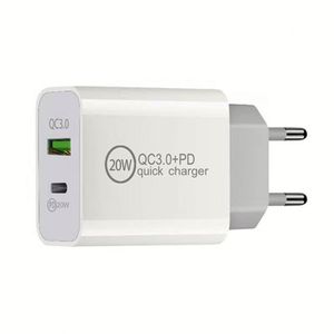 Dual <b>USB</b> Type <b>C</b> Charger <b>Adapter</b> EU <b>Plug</b> 20W PD QC3.0 Fast Charging Phone Charger for Smartphones - Product Image 3