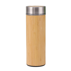 Gourde isotherme en bambou personnalisable de 450 ml, élégante bouteille en acier inoxydable, gourde minimaliste avec bois naturel - Product Image 6