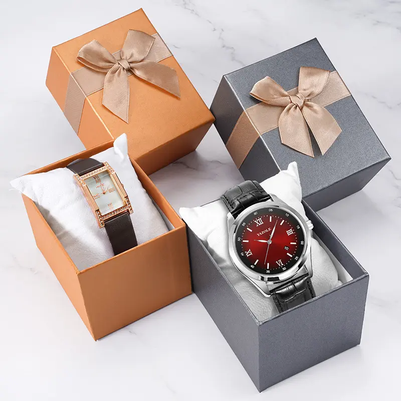 Montres pour hommes et femmes boîtes de montre en cuir exquis coffrets cadeaux longs et courts