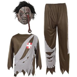 YUIQPKJX Disfraz de zombie para adultos con máscara y pegatinas para cosplay de Halloween, traje unisex - Product Image 3