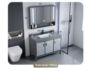 Modern Minimalist <strong>Bathroom</strong> Vanity Set Waterproof <strong>Wooden</strong> <strong>Bathroom</strong> <strong>Cabinet</strong> With Smart Sensor LED Mirror Wholesale - Product Image 6