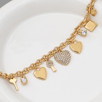 Pulsera de Corazón con Diamantes Completos de Diseño Original Europeo Americano para Mujer, Joyería de Moda de Qingdao, Joyería de Cadena