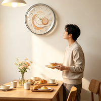 Horloge murale moderne silencieuse à piles en verre trempé avec impression UV décorative pour salon, rentrée scolaire, Pâques