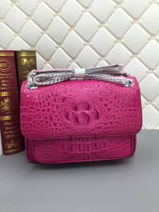 Sac à rabat en cuir de crocodile violet avec chaîne, élégant sac à main pour femme, style usage quotidien - Product Image 4