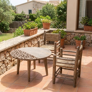Mesa de Centro Redonda de Madera Maciza Layla de 80 cm, Mesa de Centro de Madera Hecha a Mano para Sala de Estar, Muebles para el Hogar - Product Image 3