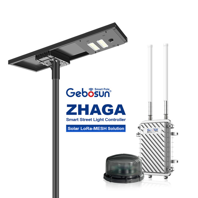 Wireless Control Solar LoRa-mesh Smart Street Light System Waterproof Ip65 Outdoor IoT ZHAGA Controller with SSLS Platform
