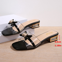 Sandales d'été élégantes pour filles, style urbain, avec nœud, talon transparent en cristal, sexy, à enfiler, respirantes, chaussures habillées