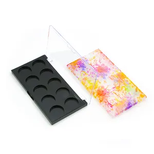 10 kreisförmige Farben DIY leere Lidschatten-Palette Hülle mattschwarze Make-up-Verpackung Lidschatten-Palette benutzerdefiniertes Design