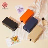 Étui à lunettes Baoren noir orange avec boîte d'emballage en papier kraft de style tiroir Boîtes cadeaux de lunettes de soleil rouge à lèvres bleu marine