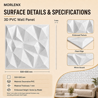 Panneau mural en PVC 3D MORLENX Crystal Facet, aspect marbre blanc, géométrique, décoratif, pour galerie, bureau, hall
