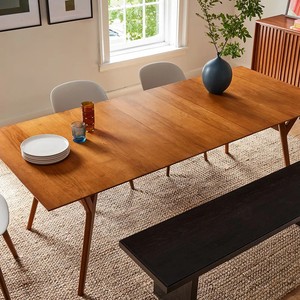 <span class=keywords><strong>Tavolo</strong></span> da Pranzo Rettangolare <span class=keywords><strong>Allungabile</strong></span> in Legno Massello di <span class=keywords><strong>Noce</strong></span> e Rovere 152-234 cm Stile Moderno Mid-Century per 6, 8, 10 Persone - Product Image 3