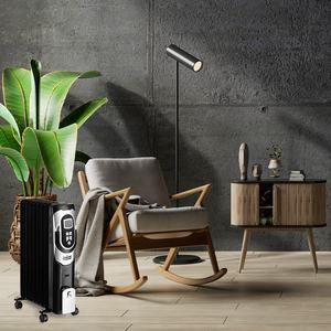 Radiatore a olio 2000W, 9 elementi, nero/argento, con termostato, timer, ruote e luce indicatrice, ideale per riscaldare - Product Image 3