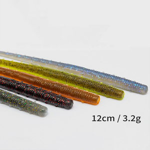 Señuelos blandos artificiales de 120 mm y 3.2 g para pesca en agua dulce, 8 unidades/bolsa, señuelos de gusano de plástico blando TPE impresos para lubina negra - Product Image 3