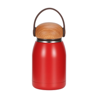 Bouteille d'eau isotherme en acier inoxydable à double paroi de 330 ml avec finition en bois écologique sans BPA, gobelet de camping