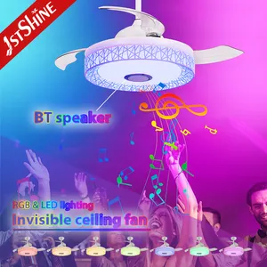 1stshine Rgb Ceiling Fan Music Player Dimmable Light With Fan Retractable Ceiling Fan With Light