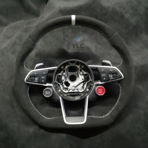 Volant de direction personnalisé en cuir et fibre de carbone pour <span class=keywords><strong>Audi</strong></span> <span class=keywords><strong>A6</strong></span> A6L A7 C7 A3 2010-2025 - Product Image 1