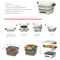 Marmite électrique Ménage Split Cooker Portable Fold Hotpot Dortoir Multicooker Poêle électrique Poêle à frire 220V 750W