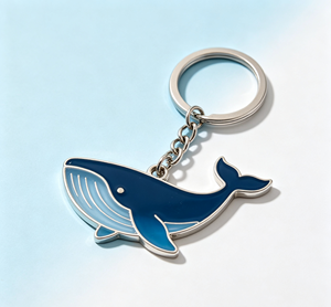 Llavero de Metal Personalizado con Forma de Ballena, Anillo de Llaves de Aleación de Zinc con Esmalte Duro, Colgante Azul, Recuerdo para Regalo y Promoción - Product Image 4