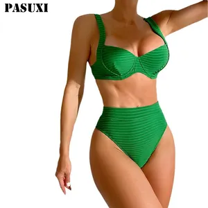 PASUXI Factory Custom Summer Popular Special Split Swimsuit High Waist Two Piece Lady Backless Bikinis Swimwear Beachwear