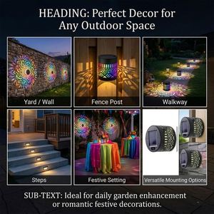 Factory Decorative Solar Mandala Wall Light Waterproof Outdoor Garden Wall Lamp Solar Powered No Wiring LED <b>Landscape</b> <b>Lighting</b> - Product Image 4