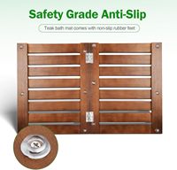 Tapis de douche en teck naturel, tapis de douche pliable en bois, tapis de sol de douche antidérapant intérieur et extérieur pour tapis de bain spa sauna