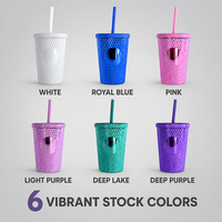 Tasses en plastique réutilisables 11OZ Durian Mug, irisées mates, à double paroi, colorées, avec revêtement UV et couvercle, prêtes à être expédiées