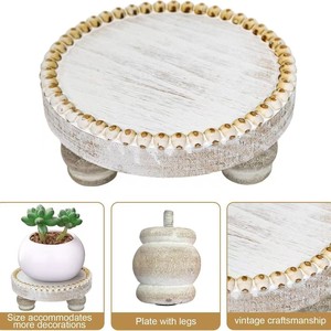 Base de madera vintage con cuentas, adorno aromático para el hogar, base redonda de madera maciza para velas. - Product Image 2