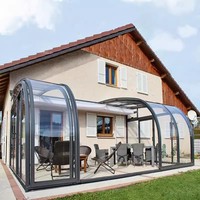 Offre Spéciale véranda terrasse extérieure aluminium rétractable en polycarbonate européen toutes les 4 saisons Doom Solaires et maisons en verre