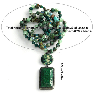 Moda occidental mujer joyería Bohemia 6mm piedra Natural cristal hecho a mano collar geométrico piedra colgante collar - Product Image 6