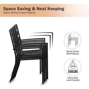 Ensemble de chaises de bistrot en fonte métallique imperméable à l'eau pour le jardin Mobilier de chaise de jardin Table de luxe moderne pour l'extérieur - Product Image 4