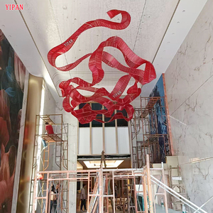 Customizable Modern Ribbon Glass LED Line Streamer Pendant Light High Brightness Clear Ceiling Mounted <strong>Chandeliers</strong> for Hotel - Product Image 2