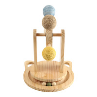 Jouet rotatif pour chat avec LED, boule tournante interactive, brosse auto-nettoyante pour gratter, base à ventouse