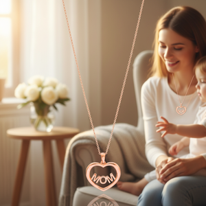 Collar de plata de ley 925 con diseño de corazón para mujer, colgante con diseño de mamá en corazón, turco, hecho a mano, joyería para mujer - Product Image 3