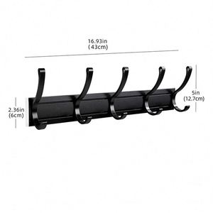 Aluminum Wall-Mounted <b>Towel</b> Clothes <b>Hook</b> Hanger with 5 <b>Hooks</b> Eco-Friendly Multifunction Design for Efficient Space Utilization - Product Image 4