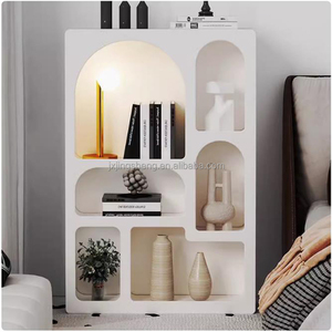 <strong>French</strong> White Solid Wood Living Room Display <strong>Shelf</strong> Floor-Standing Bookshelf with Small Arched Bookcase and Cave Rack Cabinet - Product Image 1
