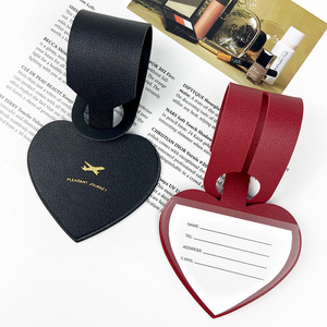 Zonyin Heart PU Leather Luggage Tag Custom Luggage Tag Personalized Luggage Tag Travel Luggage Tags for <b>Suitcase</b> - Product Image 4