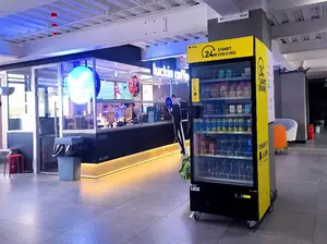 Vendedor máquina para bebidas y aperitivos máquina expendedora combinada con lector de tarjetas con refrigerador