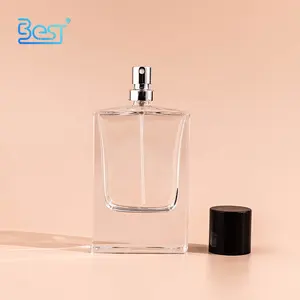 50ml grosir botol parfum wanita dengan tutup hitam dan penyemprot UV perak