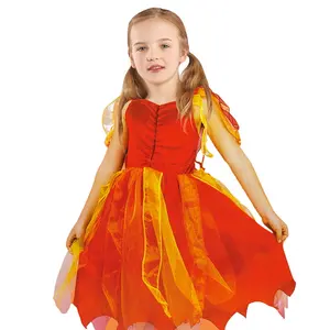 Halloween Cosplay Bebê Meninas Festa Natal Laranja Fada Tinker Princesa Vestido De Noiva Traje