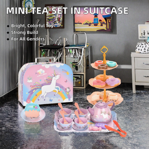 Mini Suitcase Afternoon Tea Set Toy Dessert <b>Plastic</b> <b>Kitchen</b> Toy for 5-7 Year Olds - Product Image 2