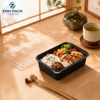 Boîte alimentaire carrée en PP de qualité alimentaire 1200 ml, micro-ondable, avec logo personnalisé imprimé UV, pour préparation de repas, sushi, nouilles/déjeuner, jetable, avec couvercle verrouillable, multi-usage