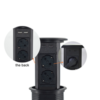 Nouvelle conception, double face, 4 prises AC, prises de courant escamotables, double chargeur USB A+C sans fil, 16A, bureau