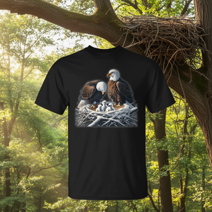 T-shirt Famille d'aigles chauves avec trois poussins dans le nid - Product Image 3